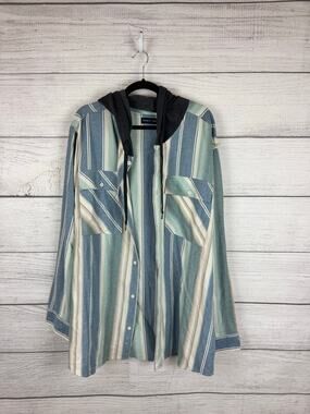 Trinity Coast Men's Striped Hooded Button Up Shirt Size 2XL